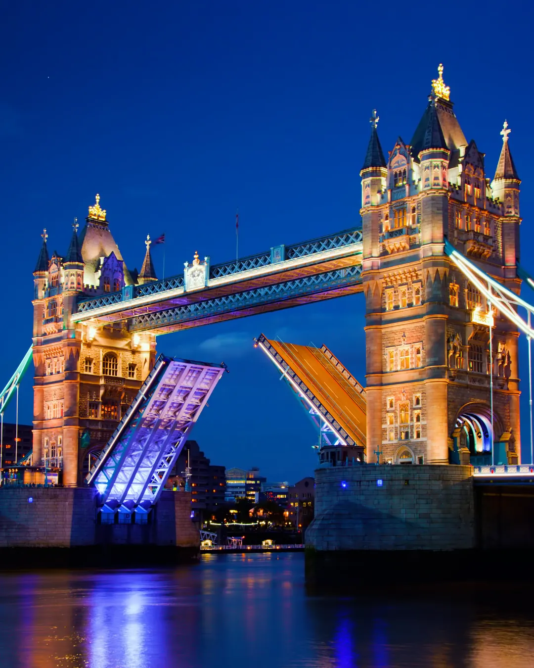 Tower Bridge lit at night