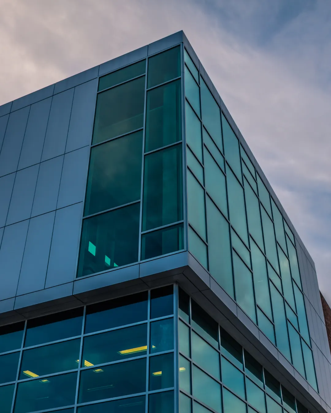 A glass office building