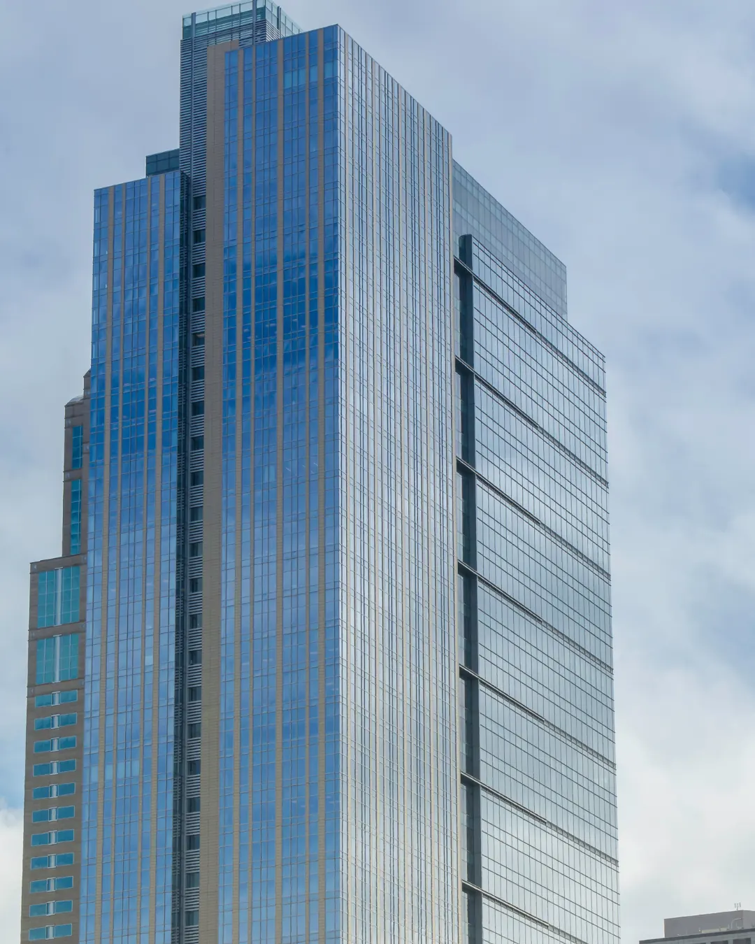 A glass office tower