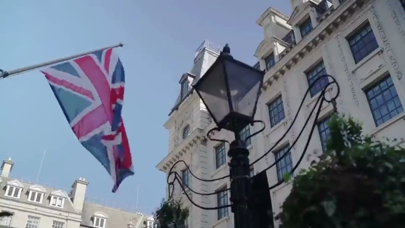 The Union flag flying on a London street